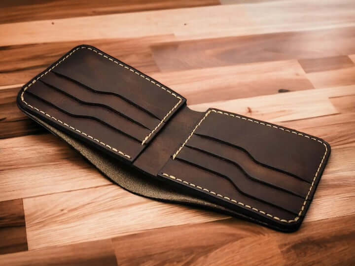 The Perfect Crazy Horse Leather HANMADE BIFOLD GENUINE LEATHER WALLET FOR MEN