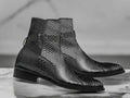 Bespoke Handmade Jodhpurs Python Leather Boots Men Designer Ankle boot