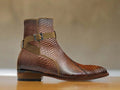 Bespoke Handmade Jodhpurs Python Leather Boots Men Designer Ankle boot