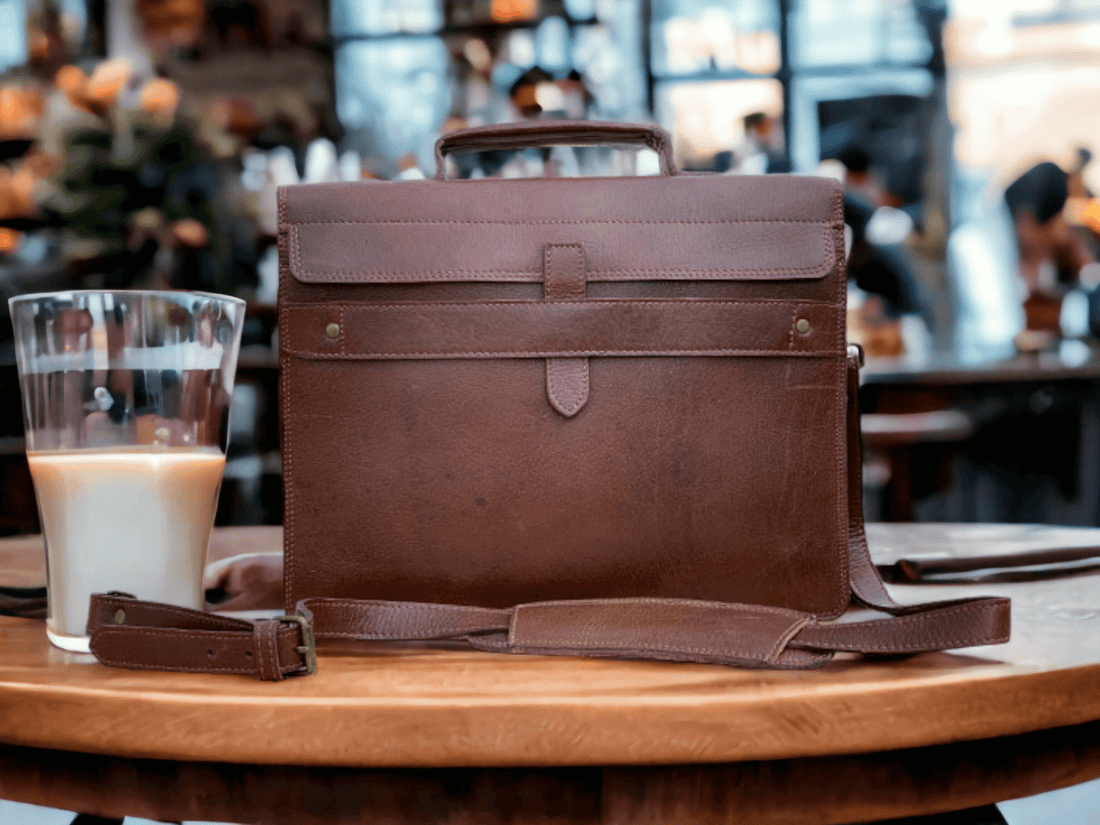 Leather laptop bag, College Bag, Leather Cross-Body Bag Briefcase - Luxury Shelfs