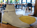 Ankle High Beige Suede Jodhpurs Boot, Handmade Boot, Luxury Fashion Boot