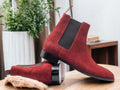 High Burgundy Leather Suede Chelsea Men's Boot