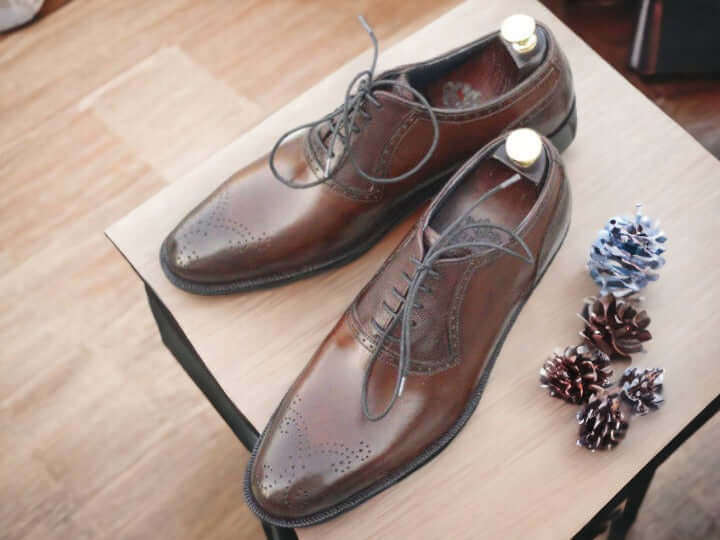 Awesome Handmade Men's Brown Leather Brogue Toe American Luxury Shoes, Men Dress Formal Lace Up Shoes