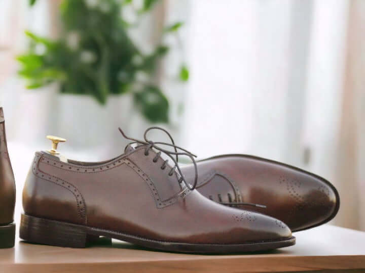 Awesome Handmade Men's Brown Leather Brogue Toe American Luxury Shoes, Men Dress Formal Lace Up Shoes