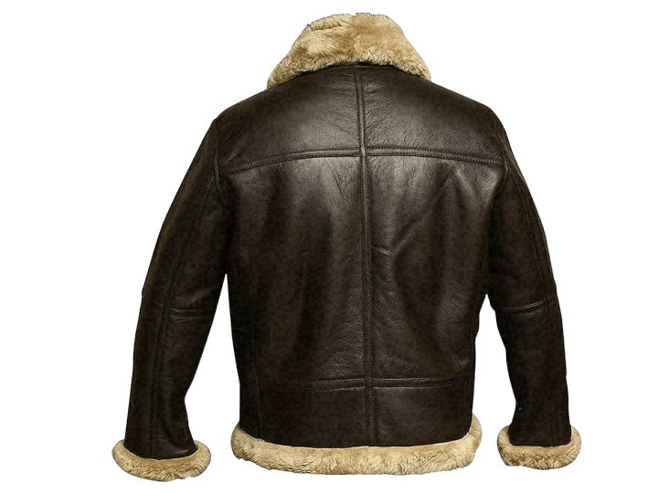 B3 Bomber RAF Aviator Warm Leather Jacket with Real Shearling for Winter