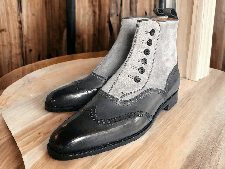 Our Handmade Ankle High Grey Button Boots are the perfect combination of craftsmanship and quality. Handcrafted from genuine leather, they provide a luxurious look and feel. With an adjustable fit and a classic style, these boots have everything you need for enduring style.