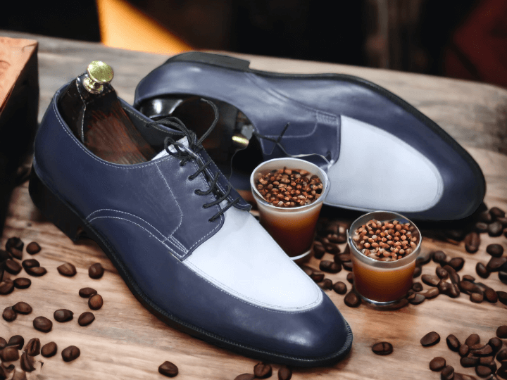  These high-quality Bespoke Handmade Brown White Derby Lace Up Shoes are perfect for any professional office setting. Crafted with an unbeatable combination of strong materials and precision stitching, they offer superior comfort and durability. Their brown and white color palette adds a touch of sophistication to any ensemble.