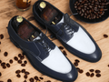  These high-quality Bespoke Handmade Brown White Derby Lace Up Shoes are perfect for any professional office setting. Crafted with an unbeatable combination of strong materials and precision stitching, they offer superior comfort and durability. Their brown and white color palette adds a touch of sophistication to any ensemble.