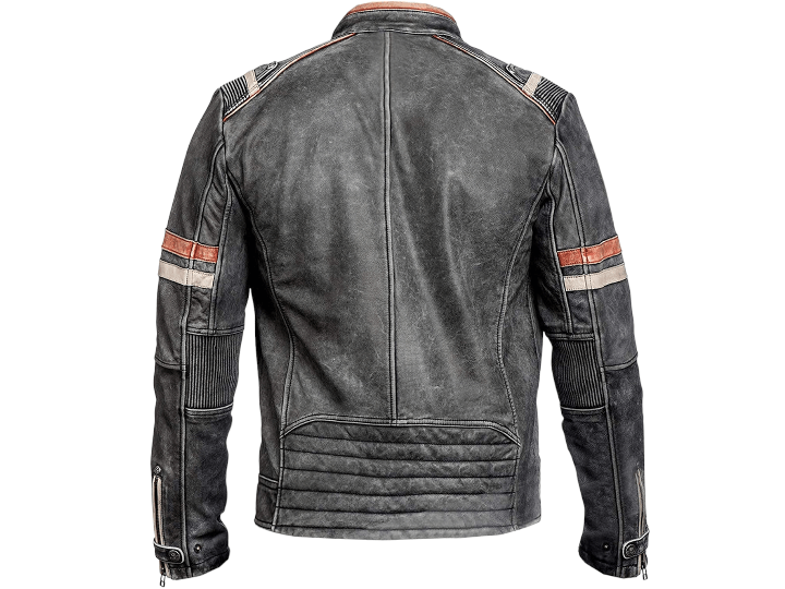 Cafe Racer Retro Distressed Leather Jacket - Motorcycle Vintage Leather Jacket Men