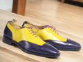 crafted with High Quality genuine leather, these bespoke blue and yellow oxfords are the perfect addition to your office dress shoes collection. Designed for men, these lace-up shoes offer both style and comfort for a polished and professional look.