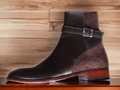 Expertly crafted by hand, these Men's Brown Leather & Suede Jodhpurs Boots are the perfect blend of sophistication and durability. The high-quality leather and suede provide a comfortable fit, while the timeless design adds a touch of style to any outfit. Trust in the expert craftsmanship for long-lasting wear.