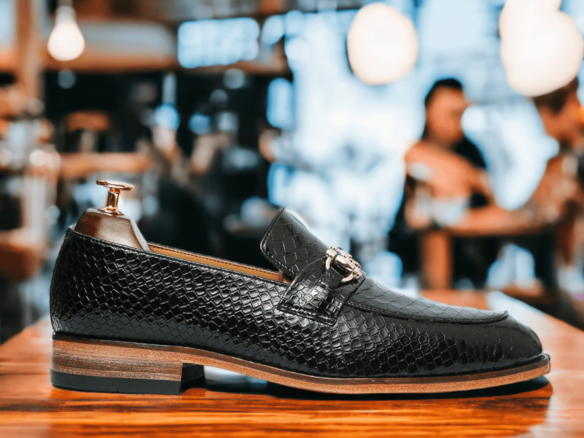 Handmade Black Alligator Loafer Shoes, Horse bit Style Shoes, Loafer Moccasin Shoes