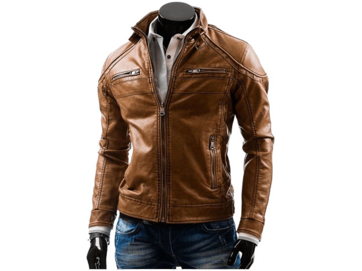 Handmade Brown Zipper Leather Jacket, Men's Zipper Jacket