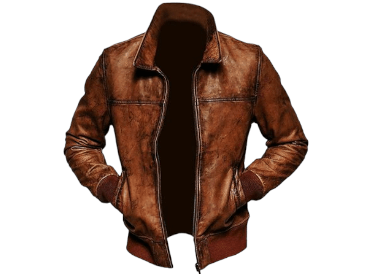 Handmade Distressed Leather Men's Brown Bomber Leather Jacket