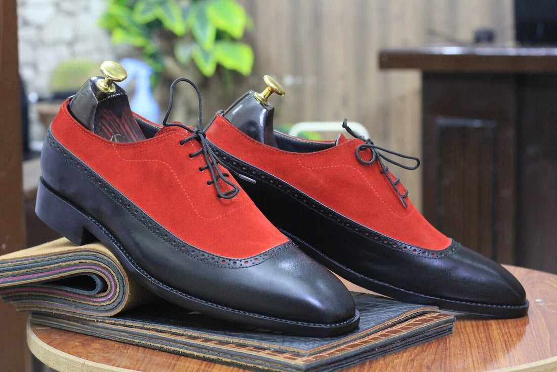 Expertly crafted by hand, these designer Black Two Tone Oxfords for men exude style and sophistication. Made with premium materials, these shoes are built to last and provide lasting comfort. Elevate your wardrobe and make a statement with these must-have shoes.