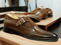 These handmade brown leather suede brogue monk strap shoes are the perfect choice for a man who values both style and quality. With their expert craftsmanship and elegant design, these dress formal shoes are sure to make a statement and elevate any outfit. Step out in confidence and sophistication with these must-have shoes.