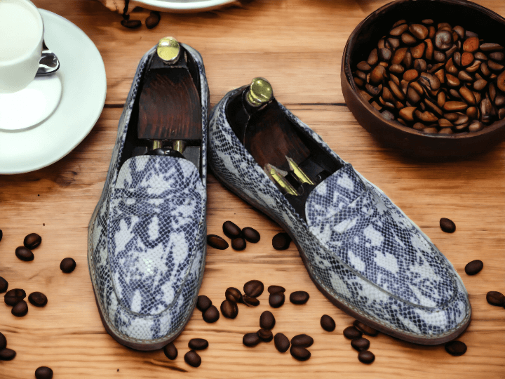 Handmade Men Leather Shoes, Loafer Shoe, Men’s Python Leather Shoes