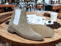 Handmade Men Suede Beige Chelsea Boots, Long Boots Men's Slip On Ankle High Boots