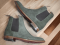 Handmade Men Suede Green Chelsea Boots, Long Boots, Men's Slip On Ankle High Boots