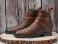 Handmade Men Woven Jodhpur's Leather Boots, Men Black Buckle Boots