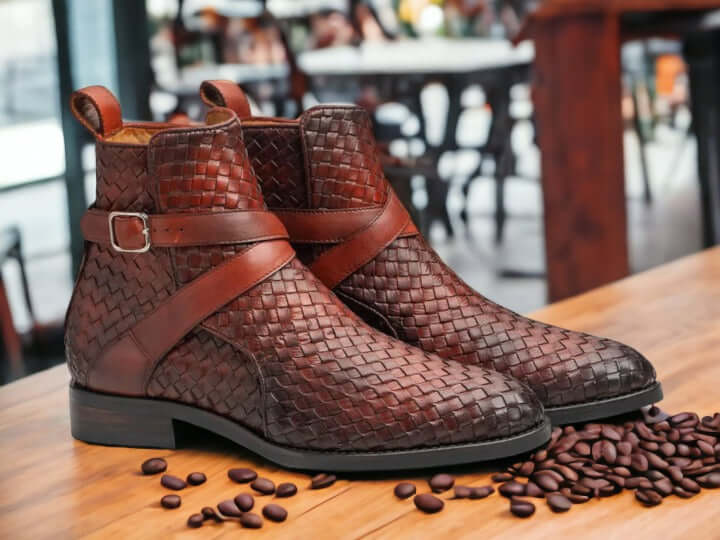 Woven leather hot sale booties