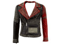 Handmade Men's Black Red Studded Leather Jacket, Men's Zipper Jacket, Biker Jacket