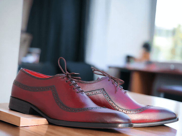 Expertly crafted, these Handmade Men's Burgundy Leather Lace Up Dress Shoes add sophistication and style to any formal outfit. Made with high-quality leather, these designer shoes exude quality and durability. Perfect for any occasion, these lace-up dress shoes are a must-have for any man looking to make a statement.