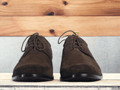 Expertly handcrafted, these chocolate brown lace-up shoes will elevate any outfit. Made with premium suede, these designer shoes offer a sleek and sophisticated look. Perfect for any occasion, their timeless design guarantees both style and comfort. Step up your shoe game with these exquisite handmade men's shoes.