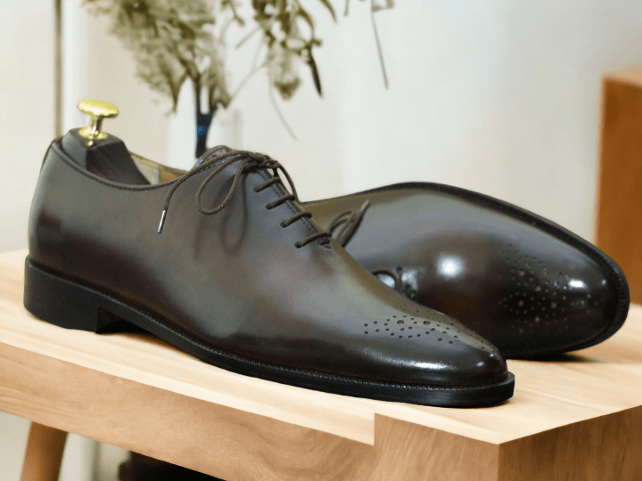 Handmade Men's Cordovan Brogue Toe Lace Up Leather Shoes,Dress Shoes