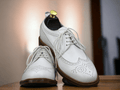 Handmade White Colour Leather Wing Tip Brogue Dress Formal Shoes