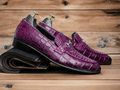 Introducing our Handmade Alligator Penny Loafer, the perfect combination of luxury and craftsmanship. Each pair is meticulously crafted by hand using genuine alligator leather, ensuring unparalleled quality and durability. Elevate your style and step into luxury with our exclusive loafer.