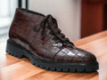 Men Handmade Alligator Designer Sneakers For Men, Lace up Leather Shoes