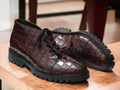 Men Handmade Alligator Designer Sneakers For Men, Lace up Leather Shoes