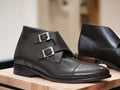 Crafted with precision and style, our Bespoke Handmade Brown Leather Double Buckle Boots are the perfect blend of fashion and function. Made for the sophisticated gentleman, these Dress Formal Dress Boots offer both comfort and style. Elevate your wardrobe with these Ankle High Boots for Men's.