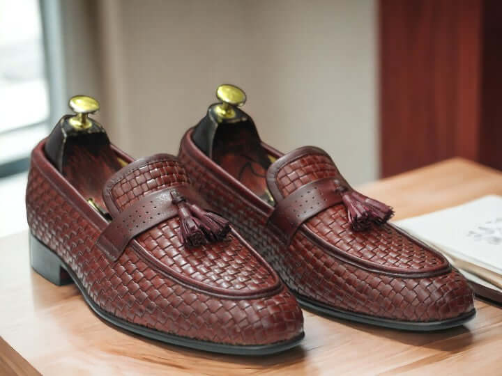 This Handmade Men's Woven Leather Loafer Shoe is crafted with high-quality leather, ensuring both style and durability. With its intricate woven design, these men's loafer shoes offer a unique and sophisticated touch to any outfit. Perfect for any occasion, experience comfort and elegance all in one.