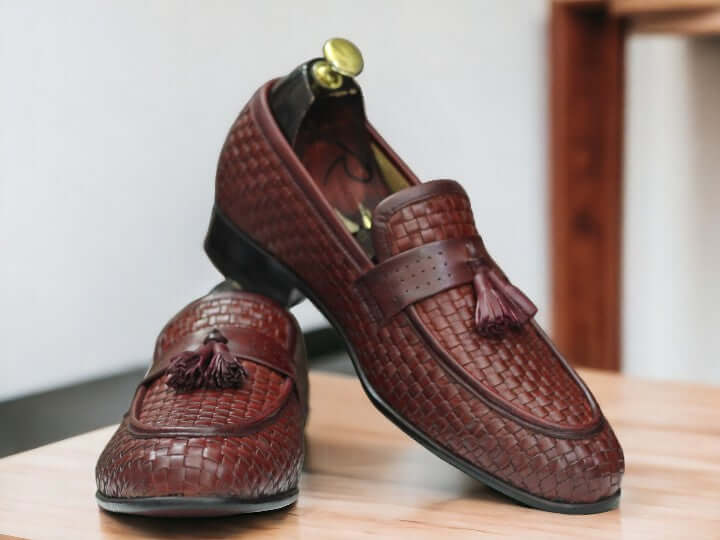 This Handmade Men's Woven Leather Loafer Shoe is crafted with high-quality leather, ensuring both style and durability. With its intricate woven design, these men's loafer shoes offer a unique and sophisticated touch to any outfit. Perfect for any occasion, experience comfort and elegance all in one.