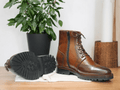 Introducing our Men Ankle Brown Leather Boots. These Lace Up Shoes are made with genuine leather for a stylish and durable look. Crafted for the modern man, it's the perfect addition to your wardrobe. Elevate your style with these Men's Dress Leather Shoes.