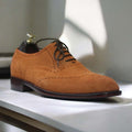 Handmade Suede Leather Brogue, Wing Tip Oxford Shoes, Formal Dress Shoes