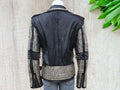 Men's Black Motorbike Round Studded Jacket, Rock Puck Leather jacket