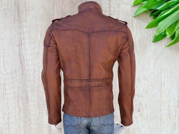 Men's Vintage Brown Leather Biker Jacket Premium Motorcycle Styles Jacket