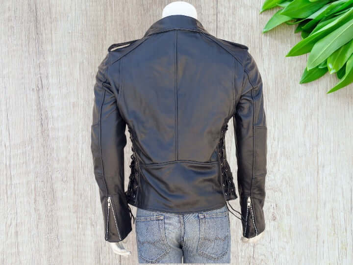 Men Black Leather Motorcycle Jacket, Black Biker Leather Jacket