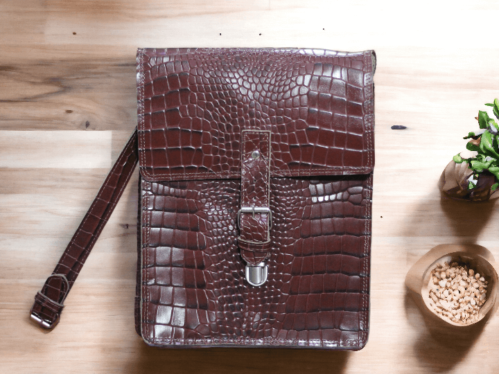 Men Bespoke Men's Dark Brown Alligator Designer Shoulder Bag  The Perfect Leather Backpack fits your mini vacation Hiking's, school, work, travelling you name it. This beautiful leather knapsack takes no time to become a part of your lifestyle and