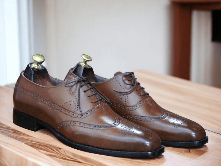 Wingtip brogues are smart, versatile shoes. You can dress them up or down. We have two styles, the more formal oxford wingtip and the less formal derby Style 