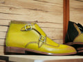 These Yellow Buckle Boots are hand crafted with the highest quality bespoke leather, creating a boot that offers maximum durability and comfort. The unique yellow buckle accent adds a stylish detail to any outfit. Enjoy a classic look that will last for years to come.