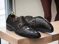 These handmade men's Brown Monk Alligator Shoes provide an elegant and timeless design. Crafted from high-quality alligator leather, and expertly stitched with durable thread, these shoes are perfect for looking sharp and stylish, while providing long-lasting comfort.