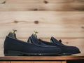 These men's navy blue leather suede loafers are the perfect addition to any man's shoe collection. With a slip-on design, they provide easy and comfortable wear for any casual occasion. The high-quality materials and stylish design make these shoes a must-have for any fashion-forward man.