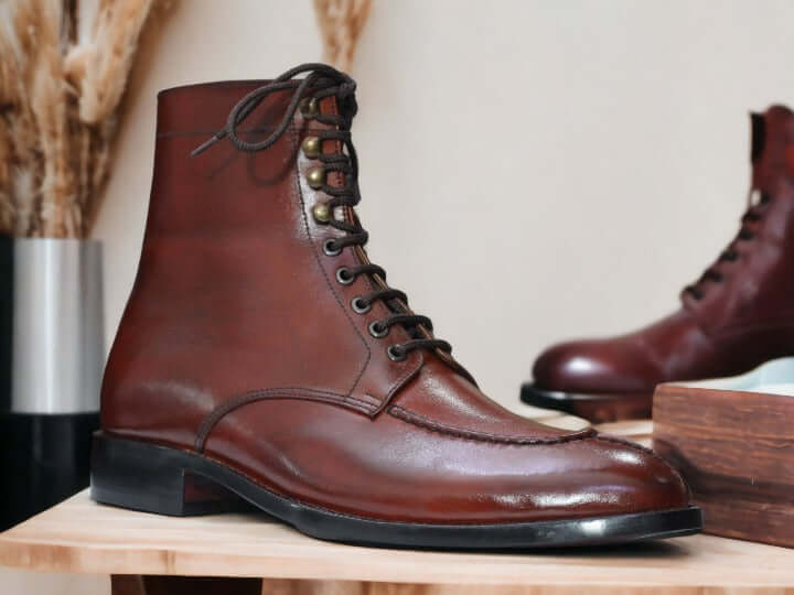 These classic New Burgundy Handmade Designer Boots are sure to add style and sophistication to any look. Handcrafted of top-grade leather, they feature a unique design that is both timeless and on-trend. A modern twist on a classic silhouette, these boots will become an instant wardrobe staple.