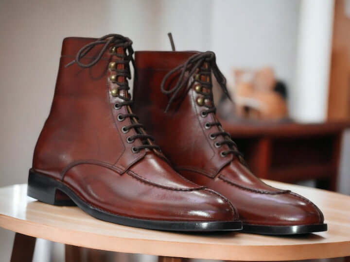 These classic New Burgundy Handmade Designer Boots are sure to add style and sophistication to any look. Handcrafted of top-grade leather, they feature a unique design that is both timeless and on-trend. A modern twist on a classic silhouette, these boots will become an instant wardrobe staple.