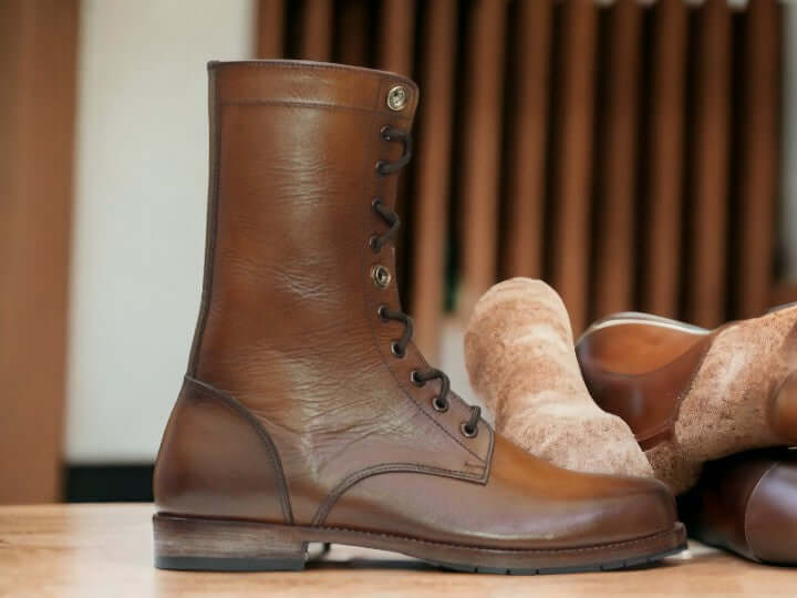 Men's Brown Leather Ankle Boots Armay Ankel Original 1950s Design