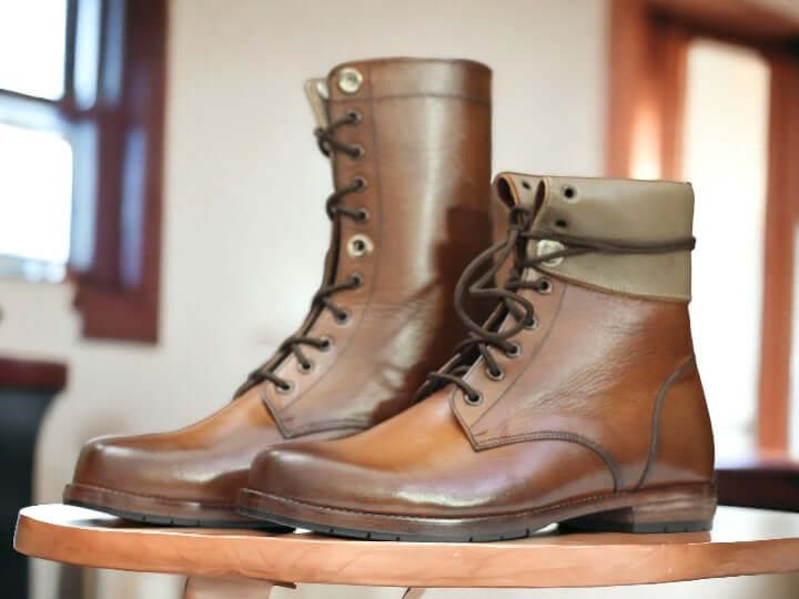 Men's Brown Leather Ankle Boots Armay Ankel Original 1950s Design